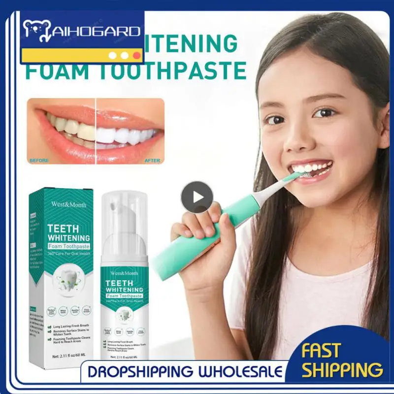 

60ml Foam Toothpaste Pressing Type Mousse Whitening Tooth Remove Yellow Tartar Smoke Stains Oral Cleaning Tool Fresh Breath