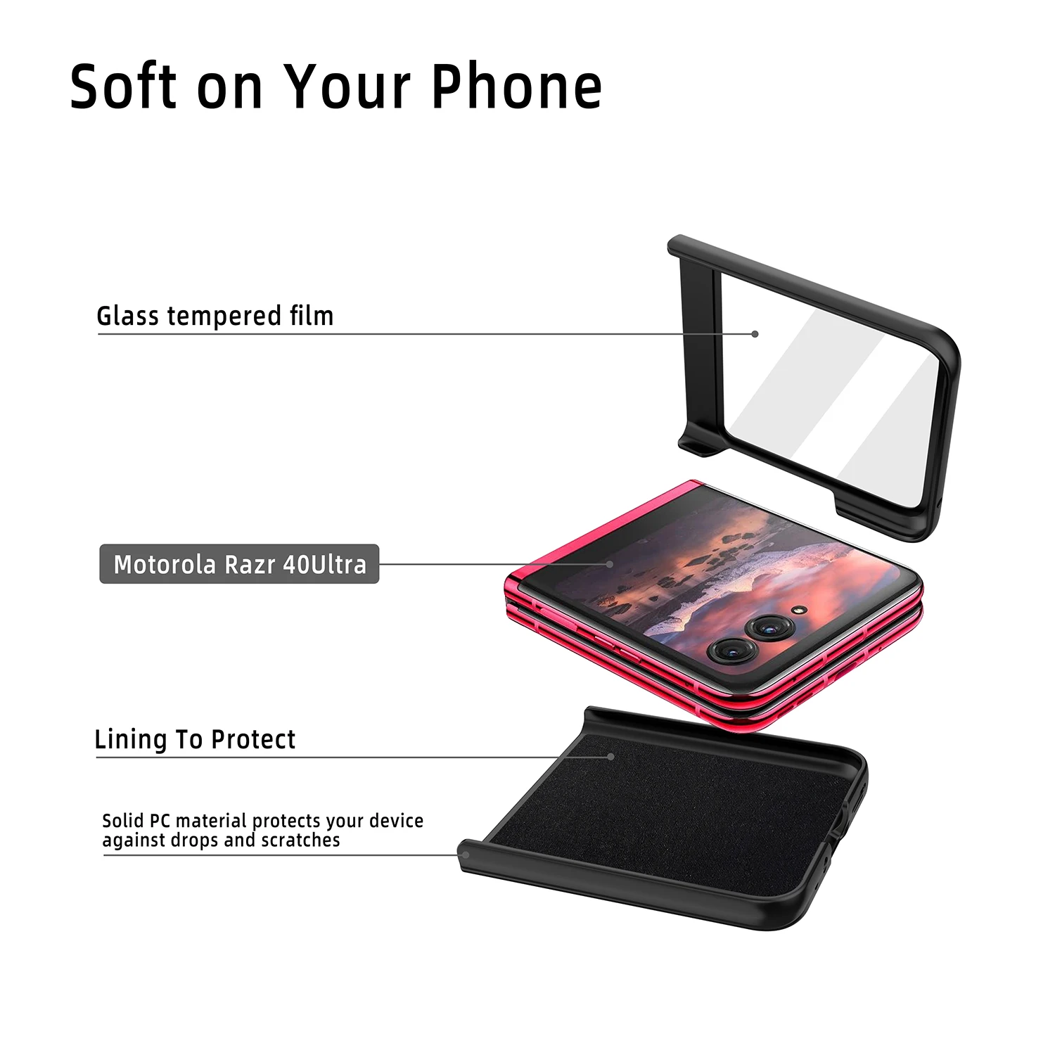 For Motorola Razr 40 Ultra Case Colorful Ultra Thin Skin Friendly Matte With Mirror Film Folding Shockproof Protection Hard Case