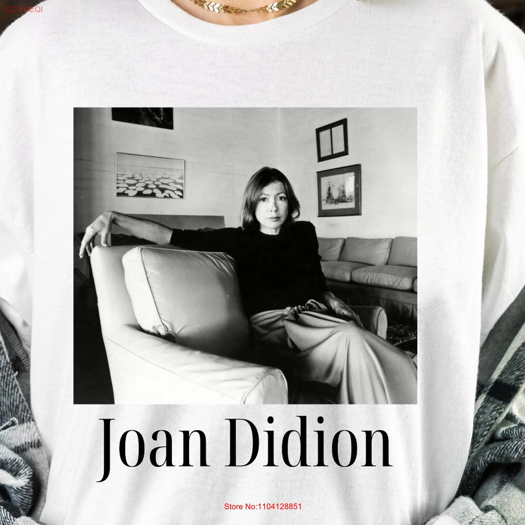 Футболка с длинным или коротким рукавом принтом Джоан дидеон