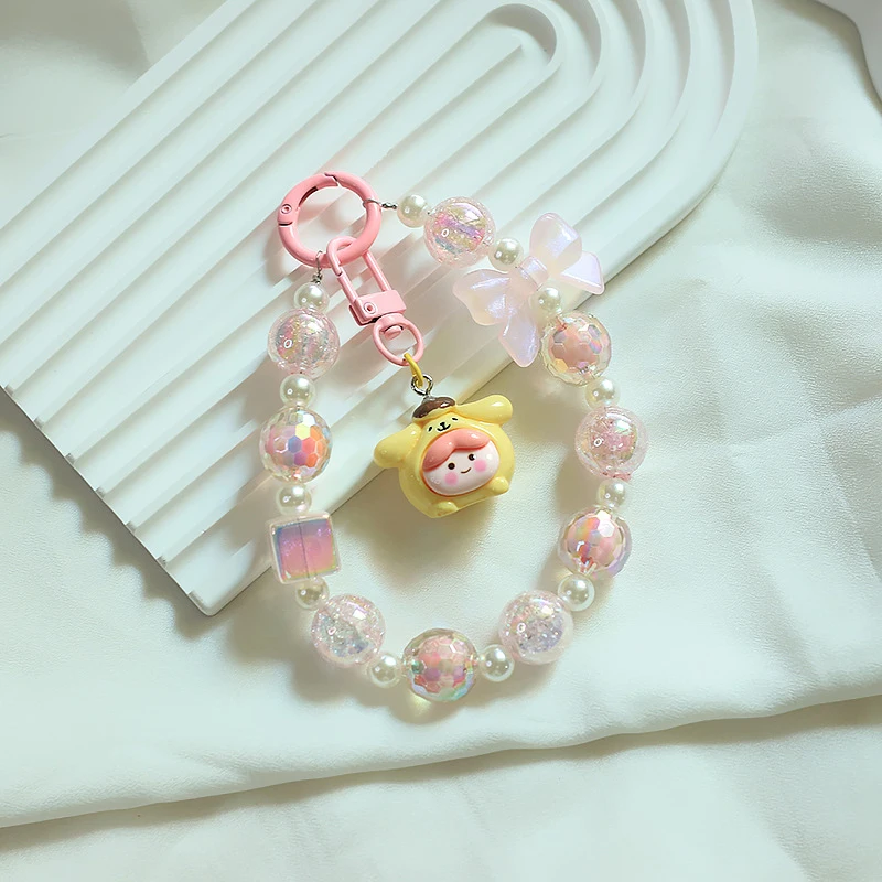 Kawaii Sanrio Hello Kitty телефонная цепочка Kuromi My Melody брелок из бисера анти-потерянный