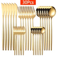 30pcs gold tableware set cutlery set stainless steel dinnerware gold fork spoon knife silverware set banquet luxury cutlery set