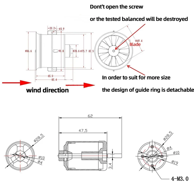 EDF 70 мм кв 6S 12 лопастей RC вентилятор пропеллер с бесщеточным Мотором для