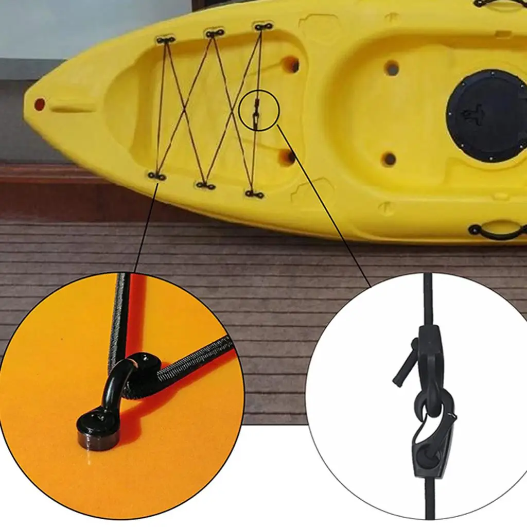 

Kayak Canoe Bungee Kit 1* 2.5m Rope 6* Padeyes 12* M5X30 Screws