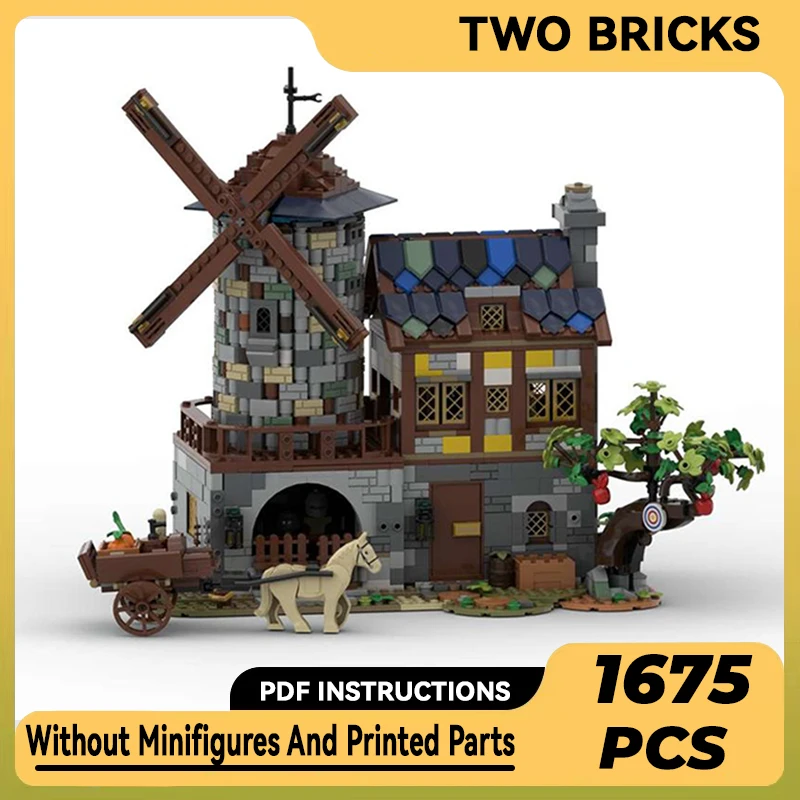 

Moc Building Blocks Medieval Model Motorized Windmill Technical Bricks DIY Assembly Construction Toys For Child Holiday Gifts
