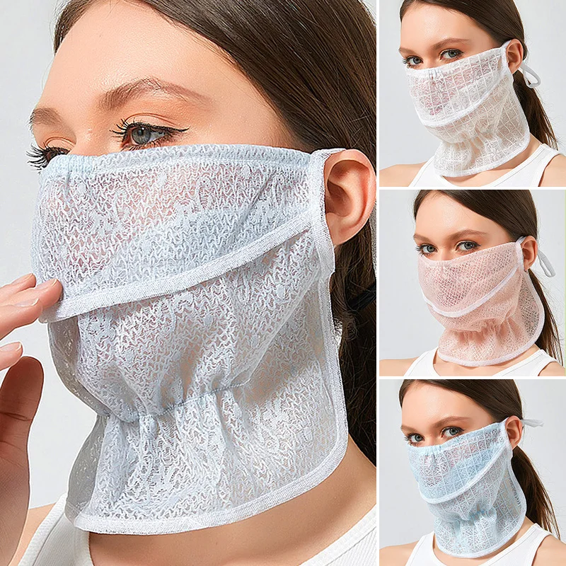 

1PC Sun Protection Mask Lace Veil for Women Breathable Outdoor Face Cover Neck Dustproof Opening Cycling Accessories Sweet New