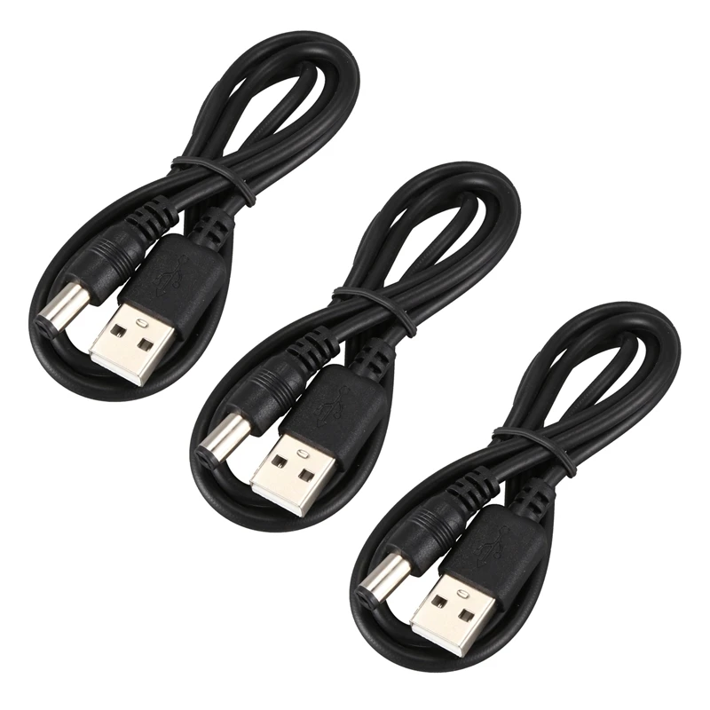 

3X USB Cable 5.5Mm / 2.1Mm 5V DC Barrel Jack Power Cable (Black, 75Cm)