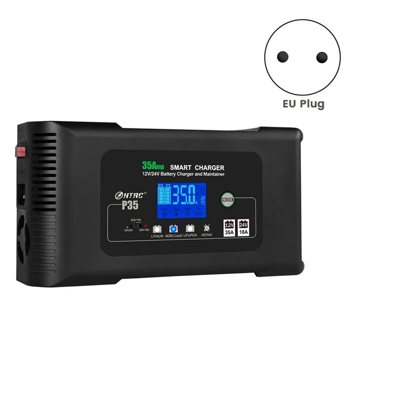 HTRC 35A 12V 24V Автомобильное зарядное устройство для автомото грузовика мотоцикла AGM