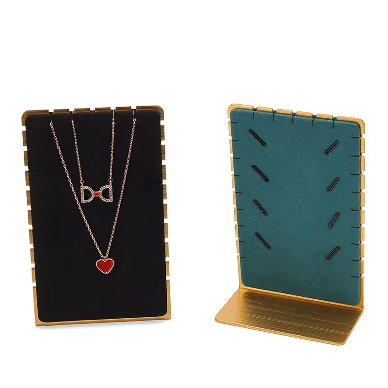 High end Gold-Plated Jewelry Display Props Microfiber Multiple Vertical Necklace Rack Window Counter Display Storage Jewelry Bra