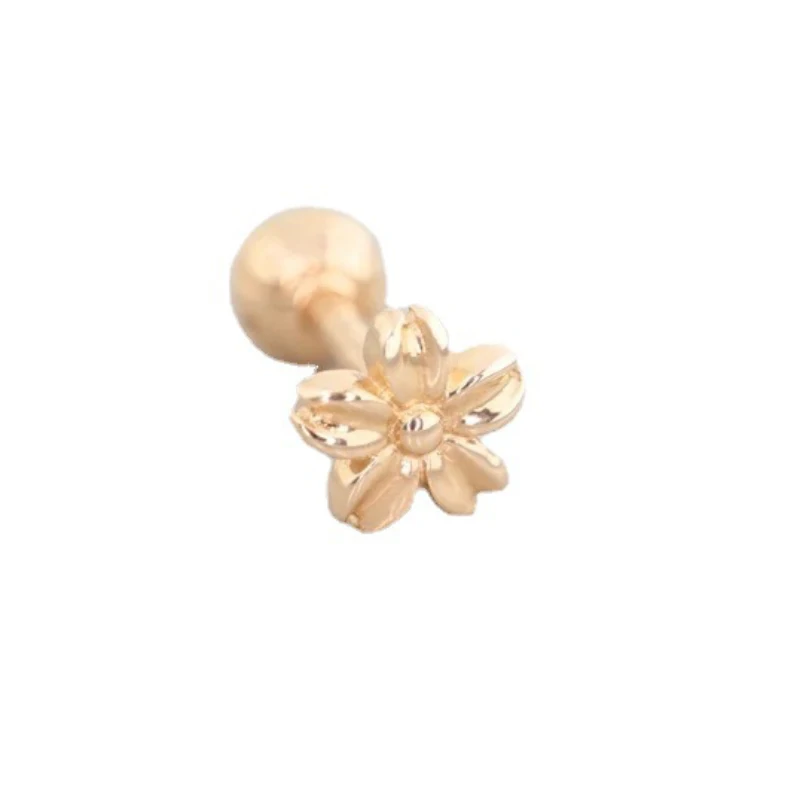 

925 silver five petal flower glossy mini Piercing Earing Exquisite Fresh stud earrings for women banquet fine jewelry INS