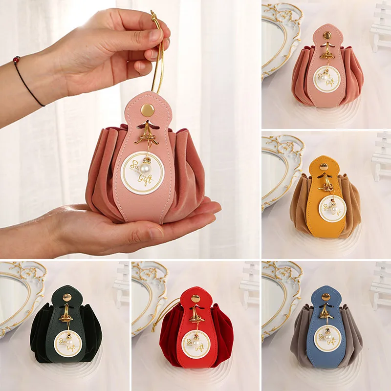 

2023 New Flannel Leather Gift Bag Wedding Candy Packaging Bag Drawstring Birthday Party Baby Shower Decoration Supplies Gift Bag