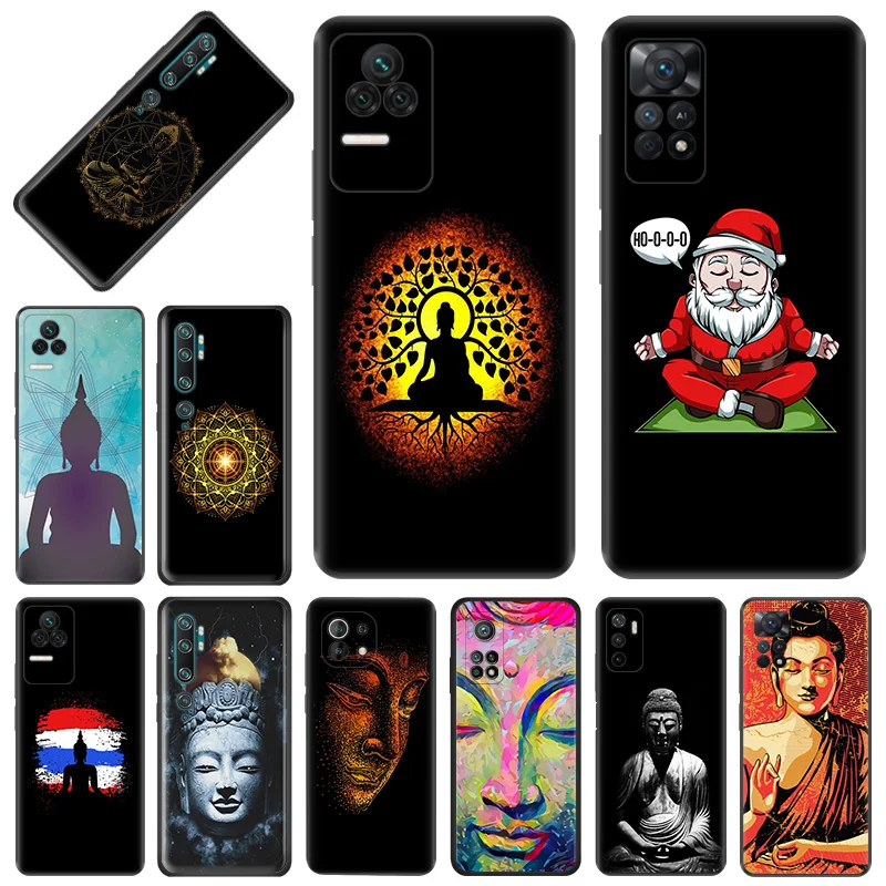 

Silicone Black Phone Cases For Xiaomi 13 Pro 12x 12s Ultra 12t a2 Lite cc9 cc9e Redmi 12C K50 k60 Buddha Meditated Cover
