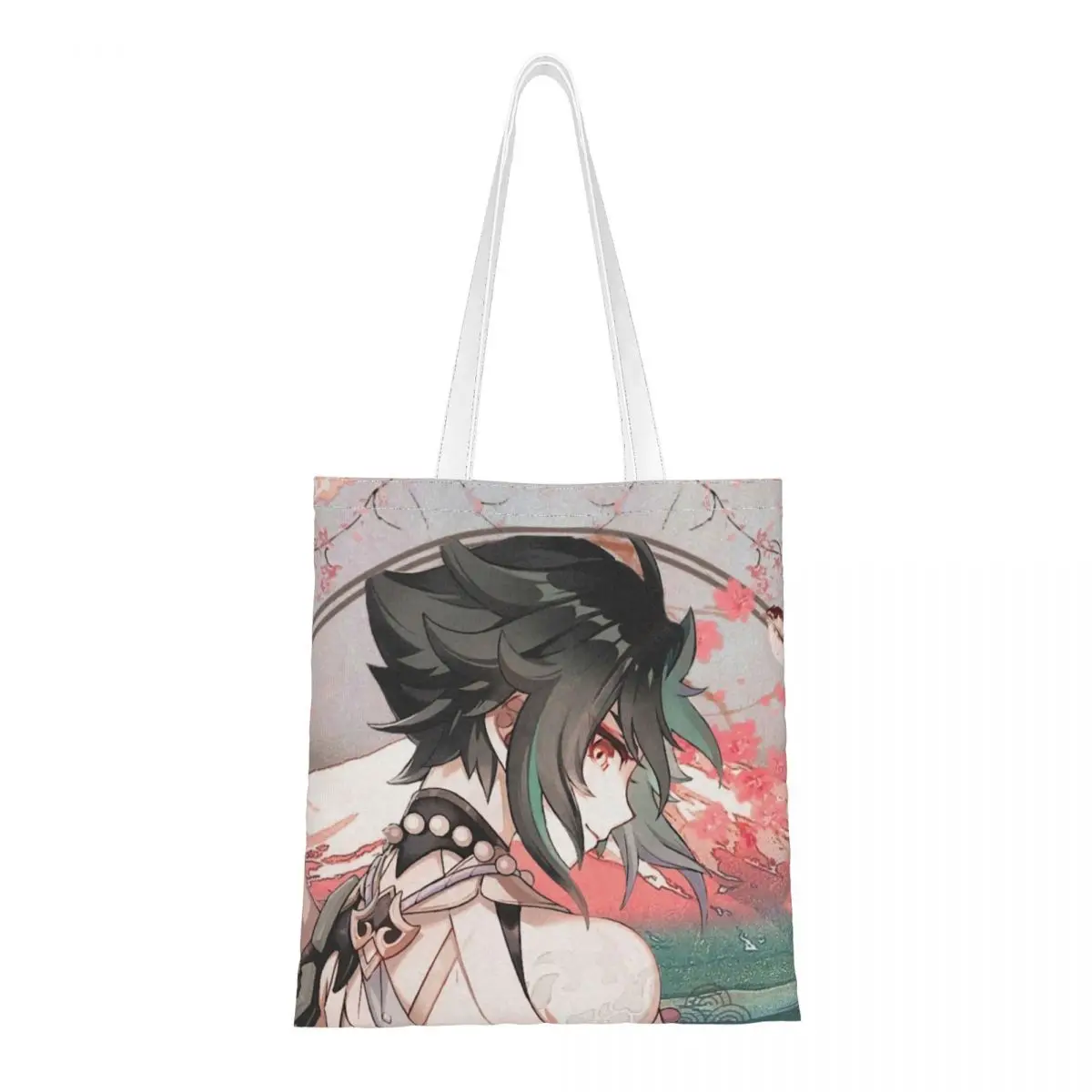 

Anime Xiao Shoulder Bag Female Eco Shopping Bags Cute Genshin Impact Retro Large Capacity Canvas Tote Bag Retro Shopper Bag