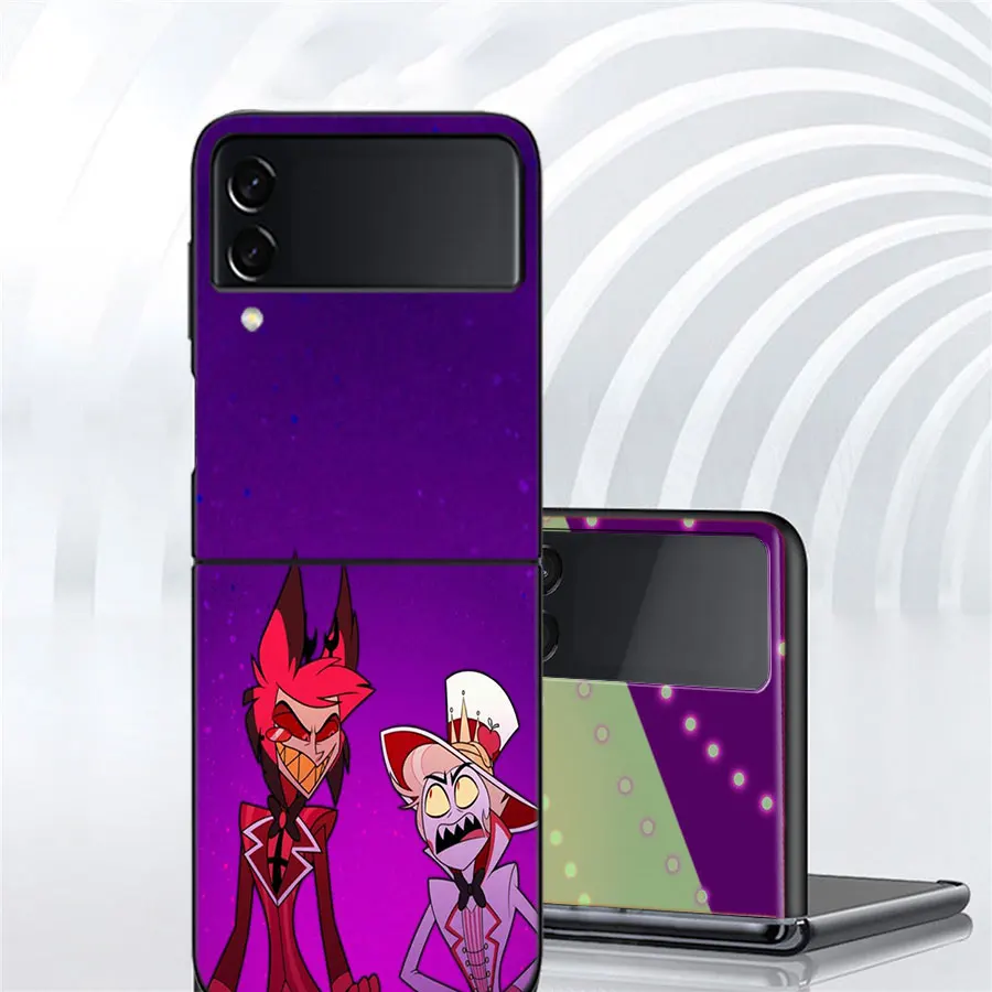 H-Hazbin Angel Dust Hotel Phone для Samsung Galaxy Z Flip 5 4 3 5G Чехол чехол 6 Черные чехлы Shell PC Fundas Sho