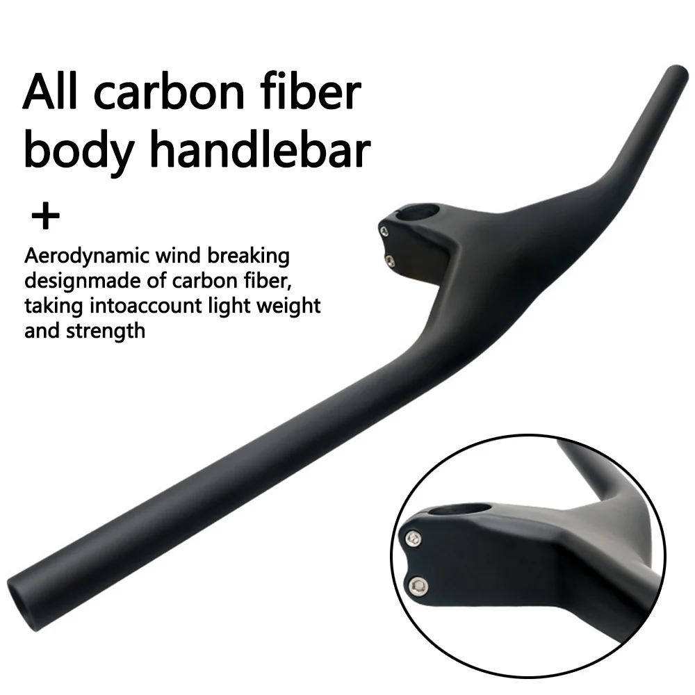 

Bicycle Handlebar + Stem Full Carbon MTB Carbon Integrated Handlebar Mountain bike 600/700/780/800*70-100mm 17 Degree Flat Bar