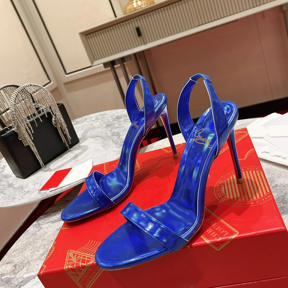 Luxury Designer Sandals High Heels Red Bottom Open Toe Slingback Stiletto Heels Sexy Women Wedding Party Dress Shoes