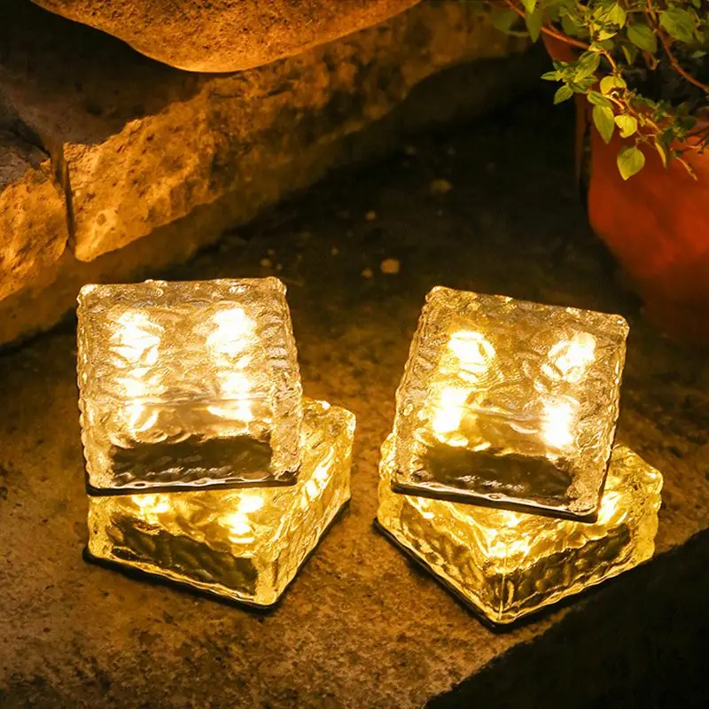 

Solar Outdoor Led Lights Garland 4/6LEDs Solar Ice Cube Brick Lights Waterproof Garden Decoration New Year Christmas Decorations