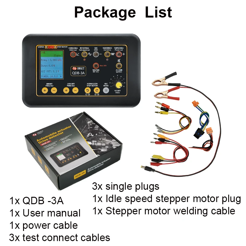 

QDB-3A 2A Тест катушки зажигания автомобиля Инжектор Электромагнитный клапан холостого хода Шаговый двигатель Инструмент Тестер Детектор неисправностей Симулятор вождения
