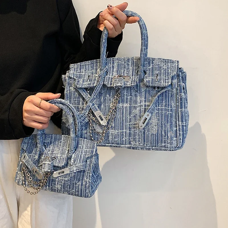 

Vintage Denim Harajuku Bag Y2k Hobo Bag Women Messenger Luxury Designer Ladies Retro Blue Handbag Fashion Female Crossbody Bag