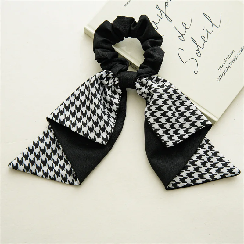 

Резинки для волос в Корейском стиле, милые резинки для волос, шарф для хвоста, черные, белые эластичные повязки для волос с бантом, аксессуар...