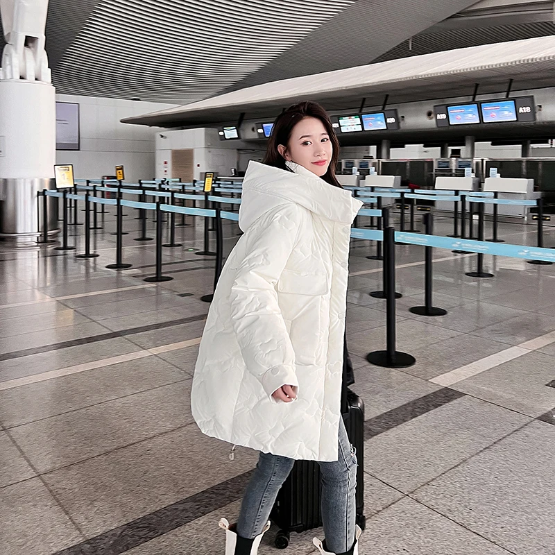 2022 Winter Women Jacket Coats Long Parkas Female Down cotton Hooded Overcoat Thick Warm Jackets Windproof Crossbody Bag Coat