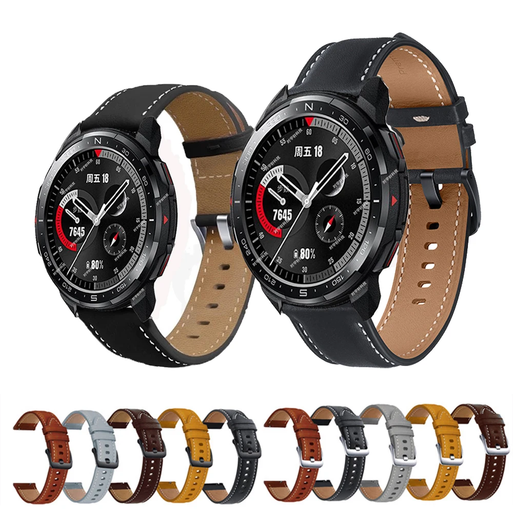 

Ремешок кожаный для часов Honor Watch GS Pro, спортивный браслет для Honor Magic 2 46 мм/GS 3/Huawei GT 2 2E, умные аксессуары, 22 мм