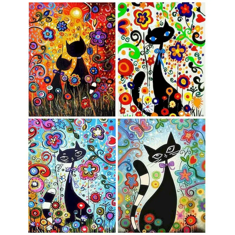 

Картина по номерам, картины с мультяшными кошками, наборы с номерами для детской картины, Декор для дома