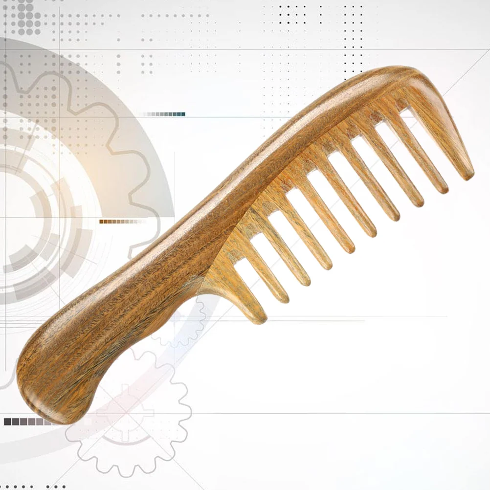 

Comb Hair Wooden Sandalwoodstatic Antihead Woodcoarse Wide Portable Womens Natural Travel Styling Green Curly