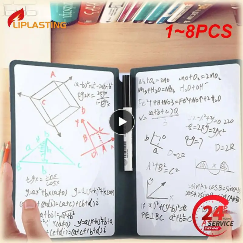 

1~8PCS Reusable Whiteboard Notebook Leather Memo Free Whiteboard Pen Erasing Cloth Weekly Planner Portable Stylish Office