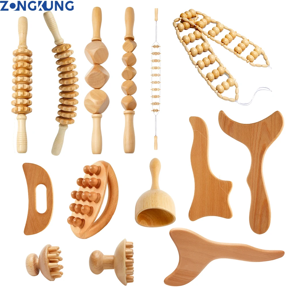 

Wood Therapy Tools for Body Contour Anti-Cellulite Gua Sha Tool Deep Tissue Relax Massager for Body Lifting Maderoterapia Roller