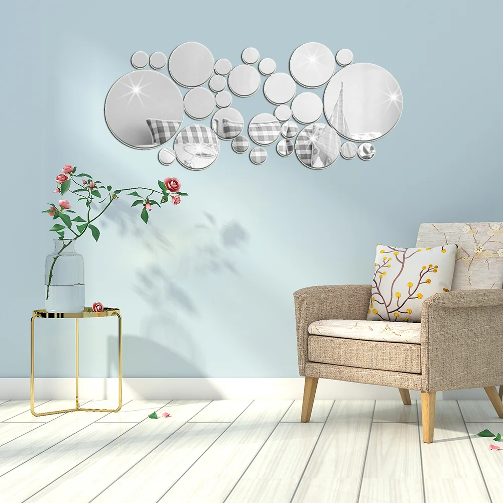 

1PCS 3D Acrylic Wall Stickers Mirror Decal for Home Background Decoration Bedroom Bubble Circle Mirror