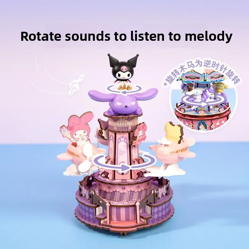 Фото Sanrio Family Fantasy Парк развлечений Музыкальная шкатулка DIY Музыкальная шкатулка ручной работы Собранные строительные блоки №4
