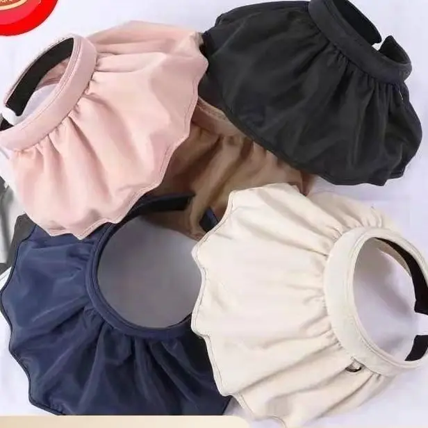 

Korean version of empty top hat,women's hair band,hairpin style,ponytail,sun shading and sunscreen hat,bare body,mesh red