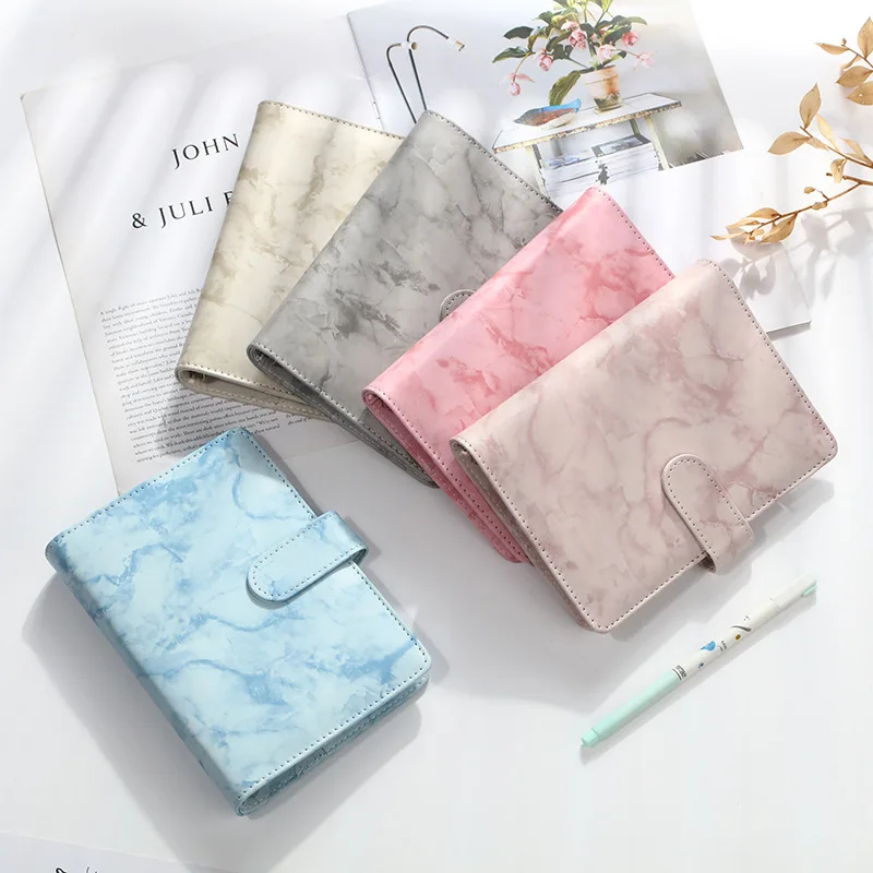

Marbling Color A6 PU Leather DIY Binder Notebook Cover Diary Agenda Planner Paper Cover School Stationery