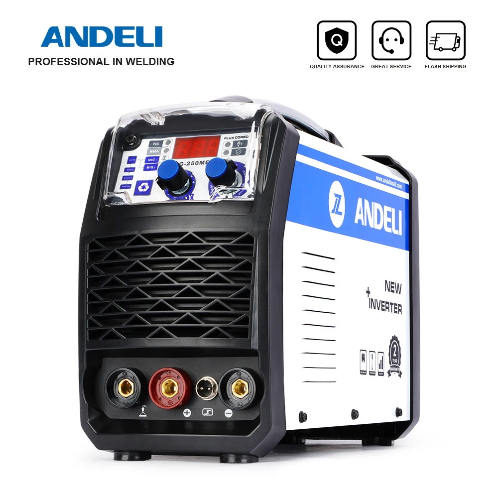 ANDELI 220V MIG-250ME Semi-automatic MIG Welding Machine Lift TIG MMA MIG 3 in 1 Welding without Gas Flux Core Wire MIG Welder