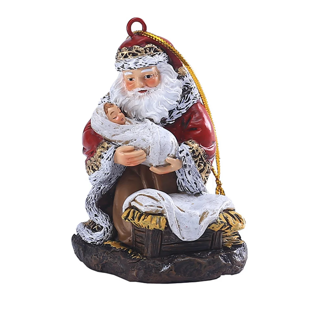 

Santa Pendant Desktop Adornment Decoration Figure Baby Holding Christmas Ornament Craft Xmas