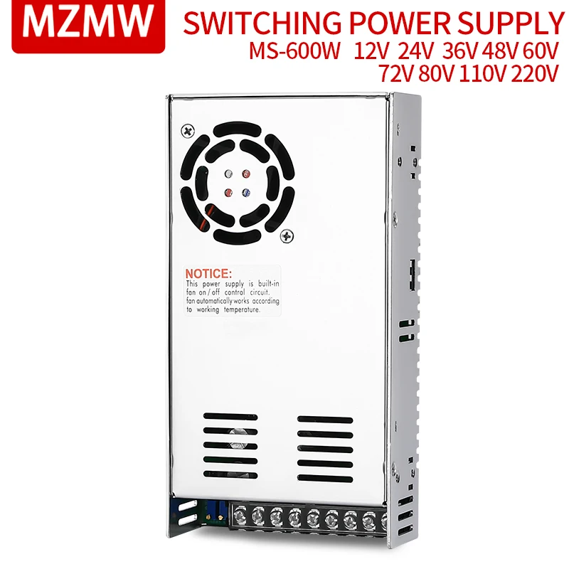 

Высокомощный импульсный источник питания постоянного тока, светодиодный MS-600W-12V 24 В, 36 В, 48 В, трансформатор переменного тока в постоянный то...