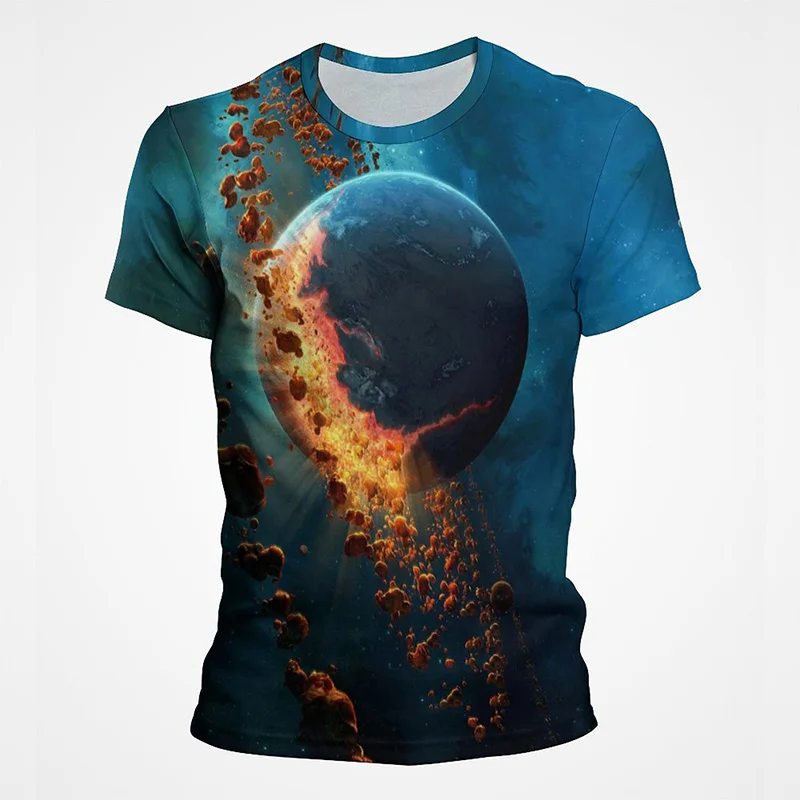 

Space Universe Starry Sky Galaxy Milky Way Earth Men's T-shirt 3D Print Star Sky Tees Summer Fashion Short Sleeve Streetwear