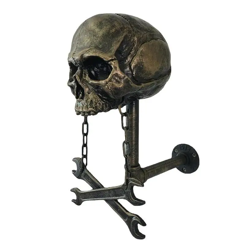 

Motorcycle Helmet Rack Skull Helmets Holder Display Wall Mount Skull Shape Helmet Rack Ghost Head Jacket Hanger Bracket For Home