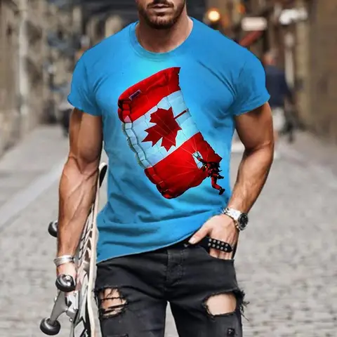 Футболка мужская с рисунком канадского флага, модная тенниска с креативным рисунком, Повседневная Уличная одежда, свободные топы оверсайз с коротким рукавом, лето