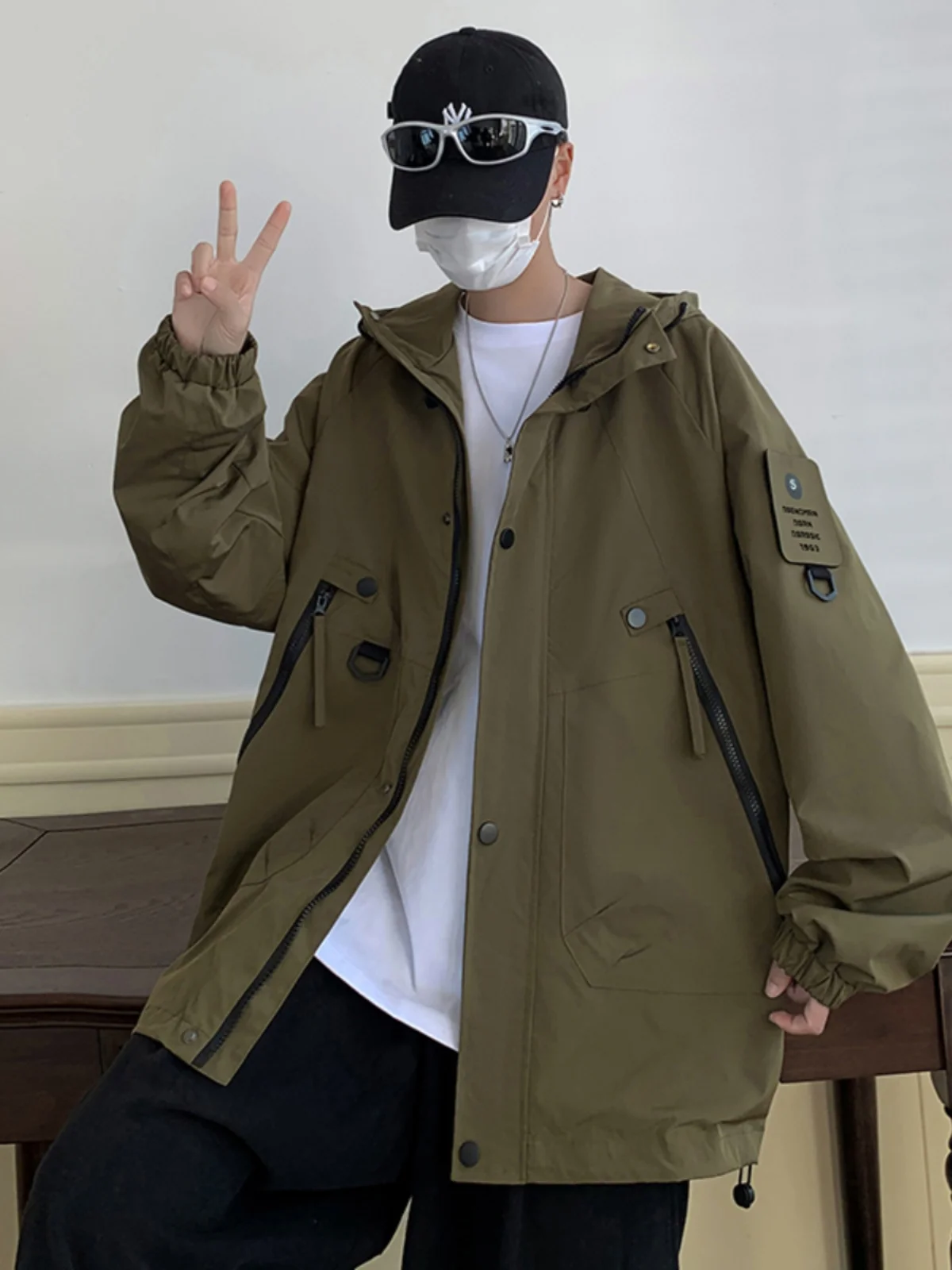 Куртка-карго с капюшоном для улицы весна-осень 50 00 кг мужская и женская