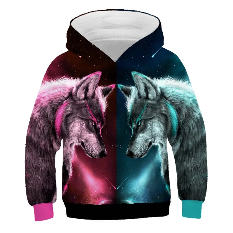 

Новинка 2022, Детская толстовка с капюшоном Wolf, модный весенний осенний пуловер, свитшот, Мужская толстовка, худи, тренировочная одежда 3D, Топ