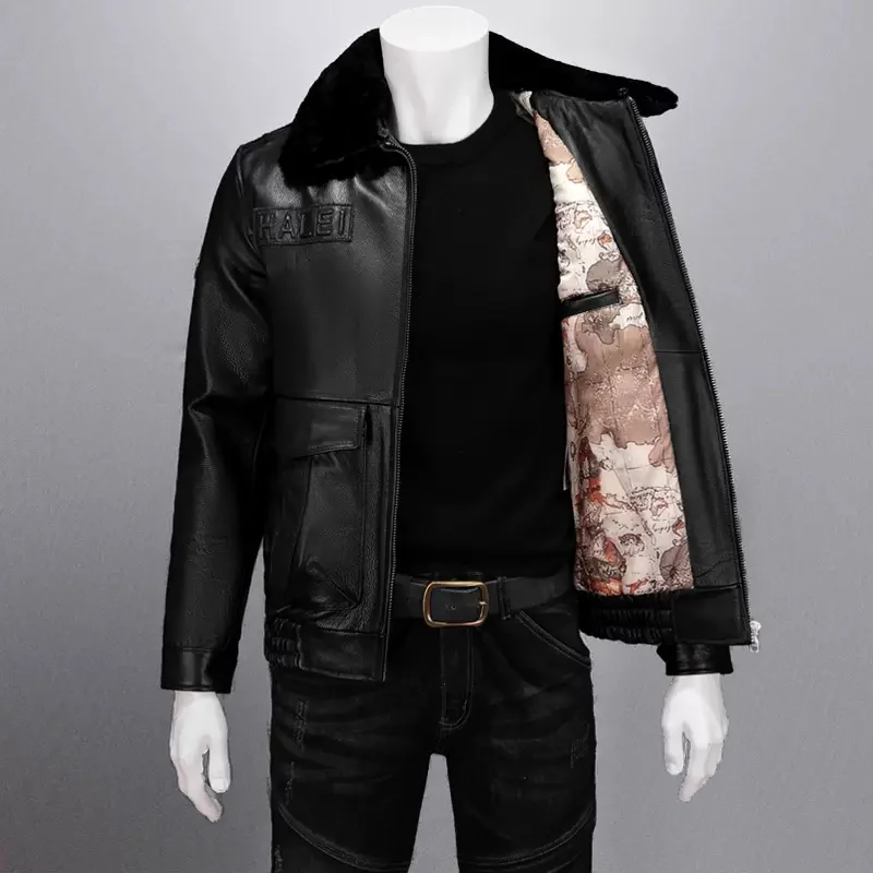 Мужская Осенняя кожаная куртка-пилот в стиле милитари