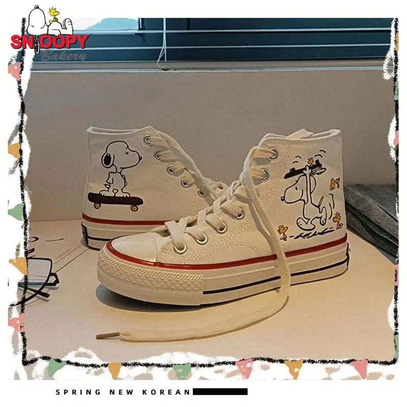 

Kawaii Девушка Снупи холщовая обувь аниме мультфильм узор ребенок студент удобные спортивные кроссовки Модный Дикий Декор Аксессуары