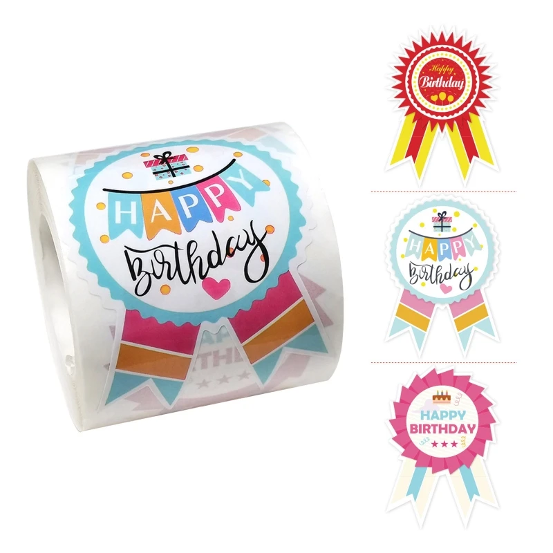 

200 Counts Happy Birthday Sticker Wrapping Sticker Label Waterproof Seal Sticker