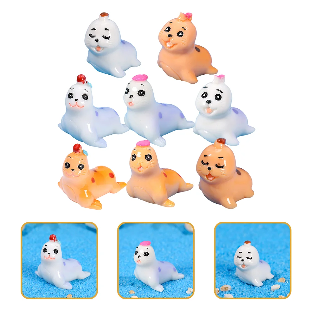 

8pcs Fish Tank Decor Mini Resin Sea Lion Aquarium Decoration Aquarium Sea Lion Decor