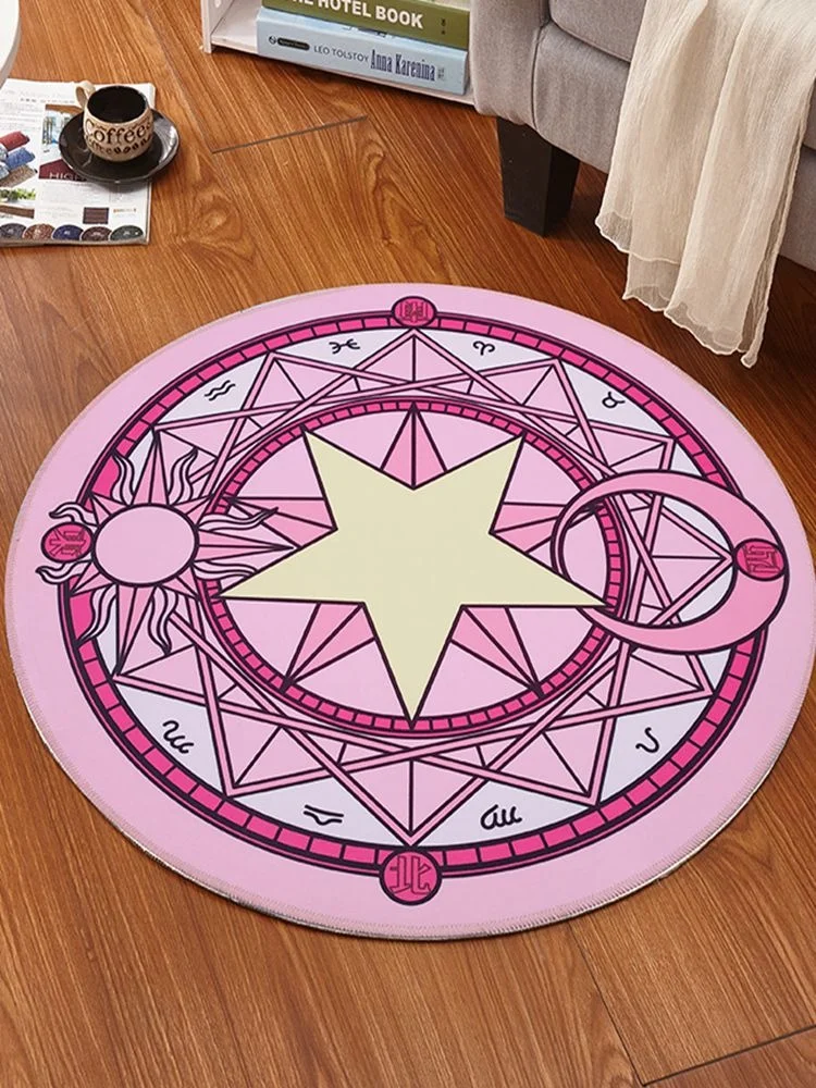 

Cute Pink Photography Magic Array Children's round Carpet Bedroom Computer Swivel Chair Hanging Basket Floor Mat