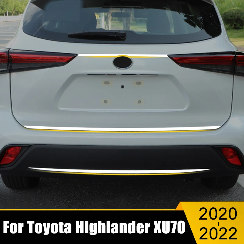 

For Toyota Highlander XU70 Kluger 2020 2021 2022 Stainless Steel Car Rear Trunk Cover Tail Gate Trim Sticker Mouldings Strips