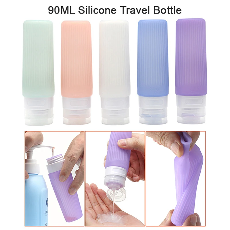 

1PCS 90ml Silicone Travel Bottle Cosmetic Storage Refillable Lotion Bottle Shower Gel Shampoo Empty Container