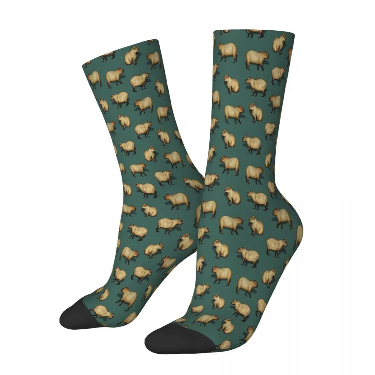 

Cute Pattern Giant Rodents On Dark Teal Capybara Hydrochoerus Hydrochaeris Animal Socks Male Mens Women Autumn Stockings Hip Hop