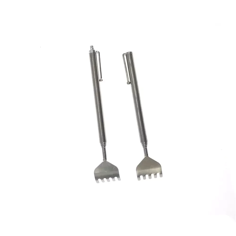 

NEW Stainless Steel Telescopic Portable Adjustable Size Pen ClipTelescopic Back Scratcher Itch Scratch Massage Tool